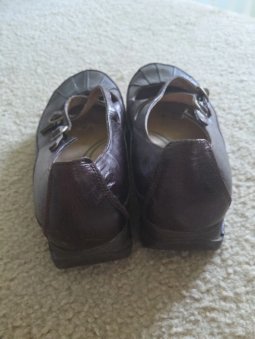 Dansko Women's Double-Strap Mary Jane Flats in Brown Leather
